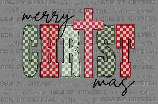 Merry Christmas Checkered Ready to Press Transfer DTF Transfer Sublimation Transfer
