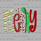 Merry Colorful Faux Glitter Christmas Winter Ready to Press Transfer DTF Transfer Sublimation Transfer