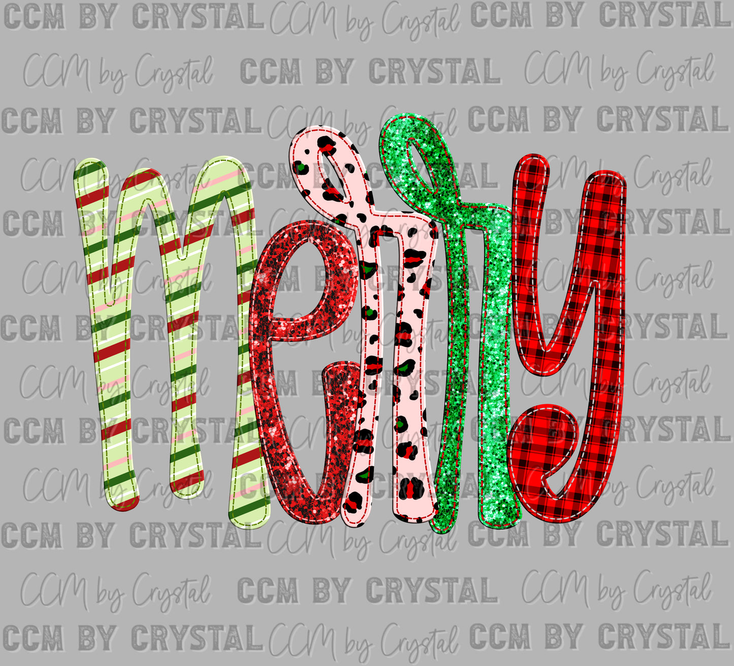 Merry Colorful Faux Glitter Christmas Winter Ready to Press Transfer DTF Transfer Sublimation Transfer