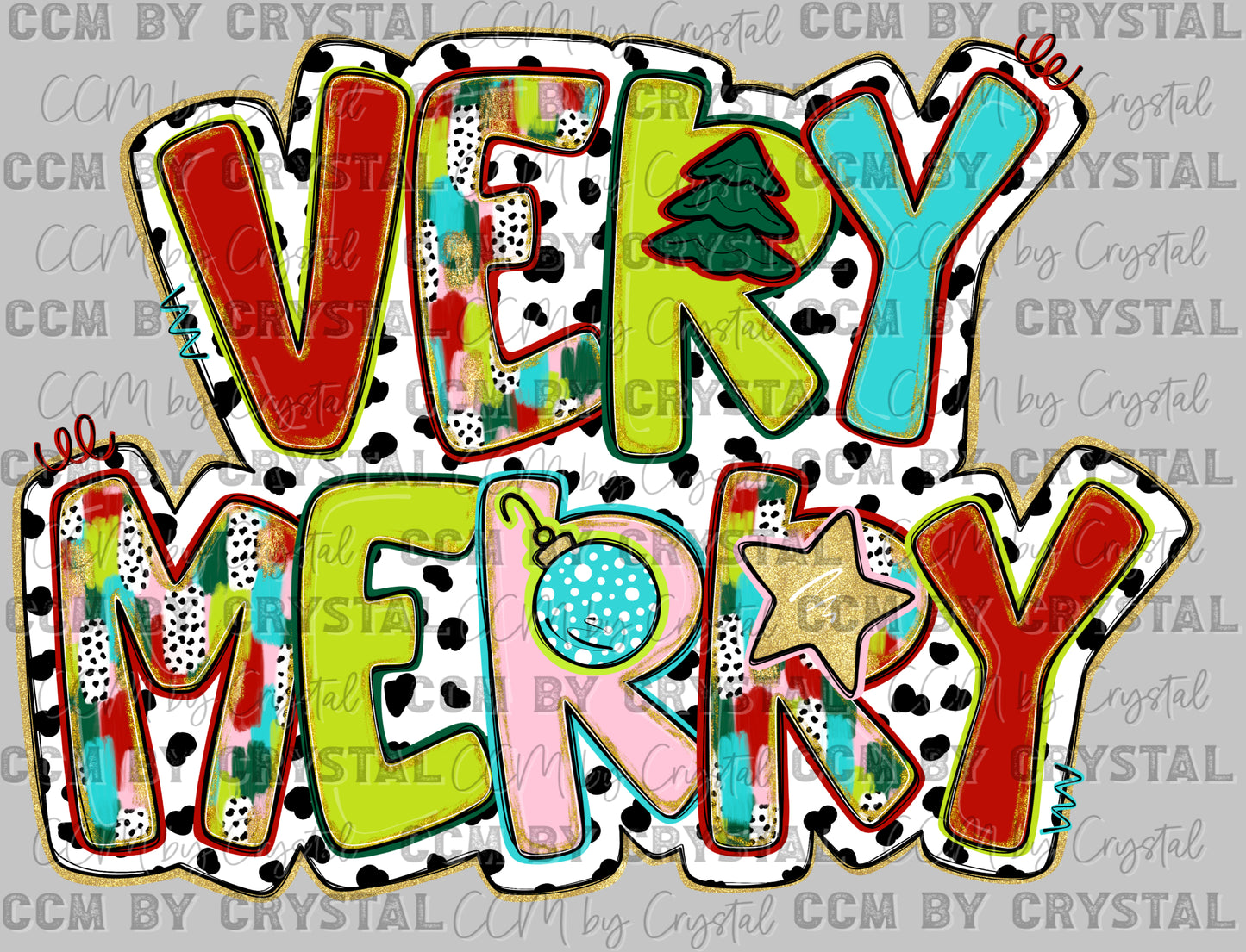 Very Merry Colorful Christmas Ready to Press Transfer DTF Transfer Sublimation Transfer