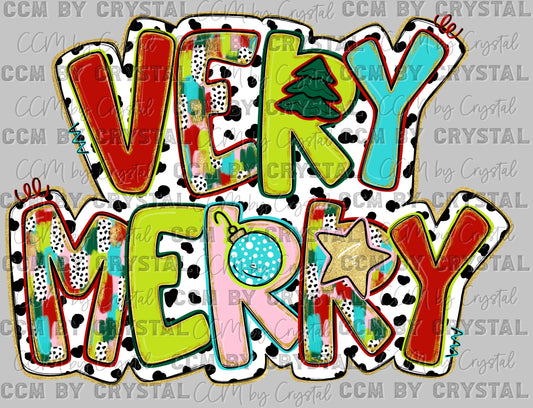 Very Merry Colorful Christmas Ready to Press Transfer DTF Transfer Sublimation Transfer