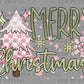 Merry Christmas Pink Green Faux Glitter Ready to Press Transfer DTF Transfer Sublimation Transfer