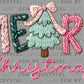 Merry Christmas Faux Fake Yarn Ready to Press Transfer Instant Peel DTF Transfer Sublimation Transfer