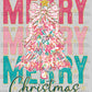 Christmas Merry Stacked Faux Glitter Ready to Press Transfer DTF Transfer Sublimation Transfer