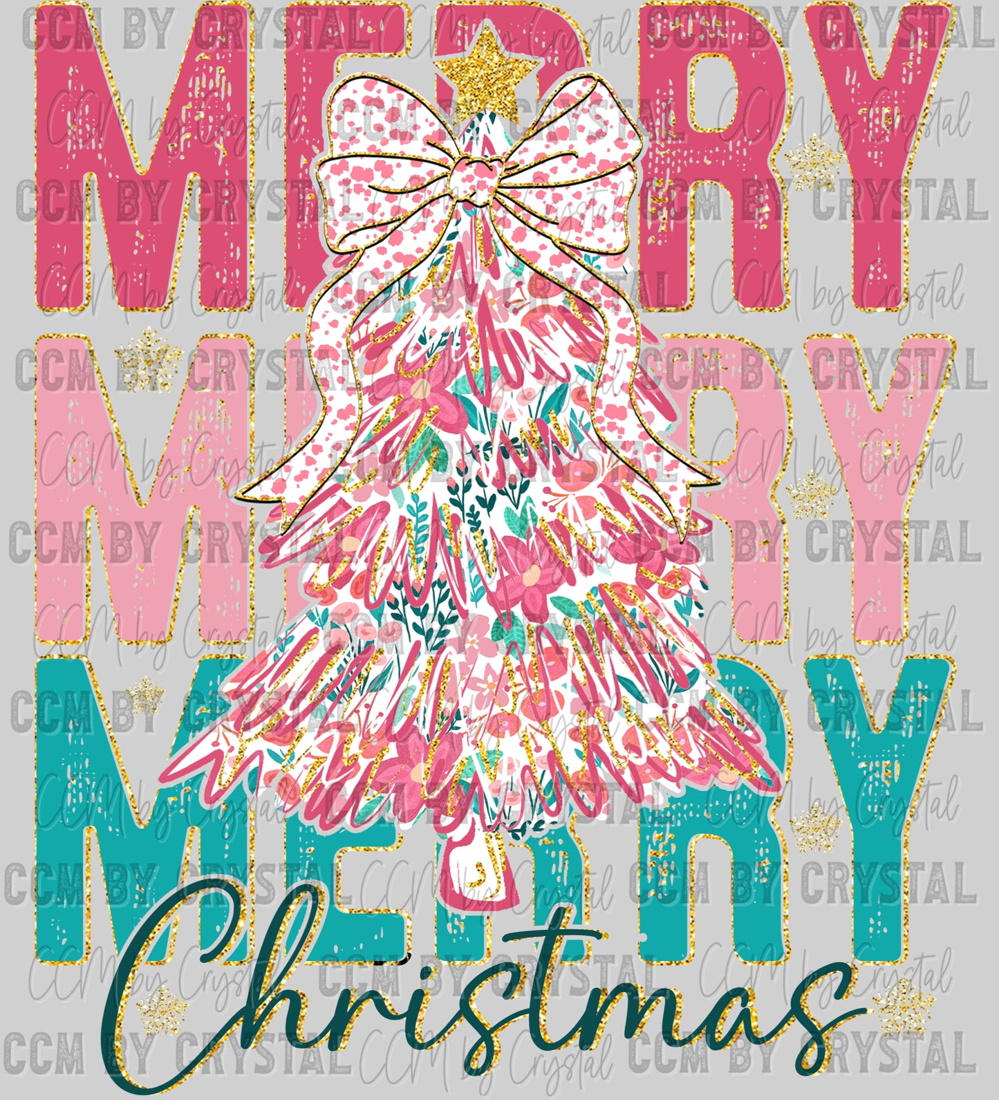 Christmas Merry Stacked Faux Glitter Ready to Press Transfer DTF Transfer Sublimation Transfer