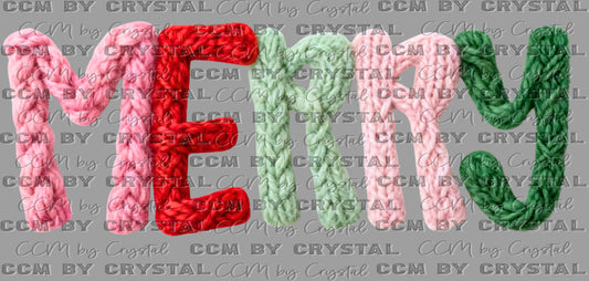 Merry Christmas Faux Fake Yarn UV Transfer Ready to Apply