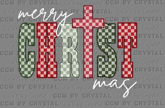 Merry Christmas Checkered Ready to Press Transfer DTF Transfer