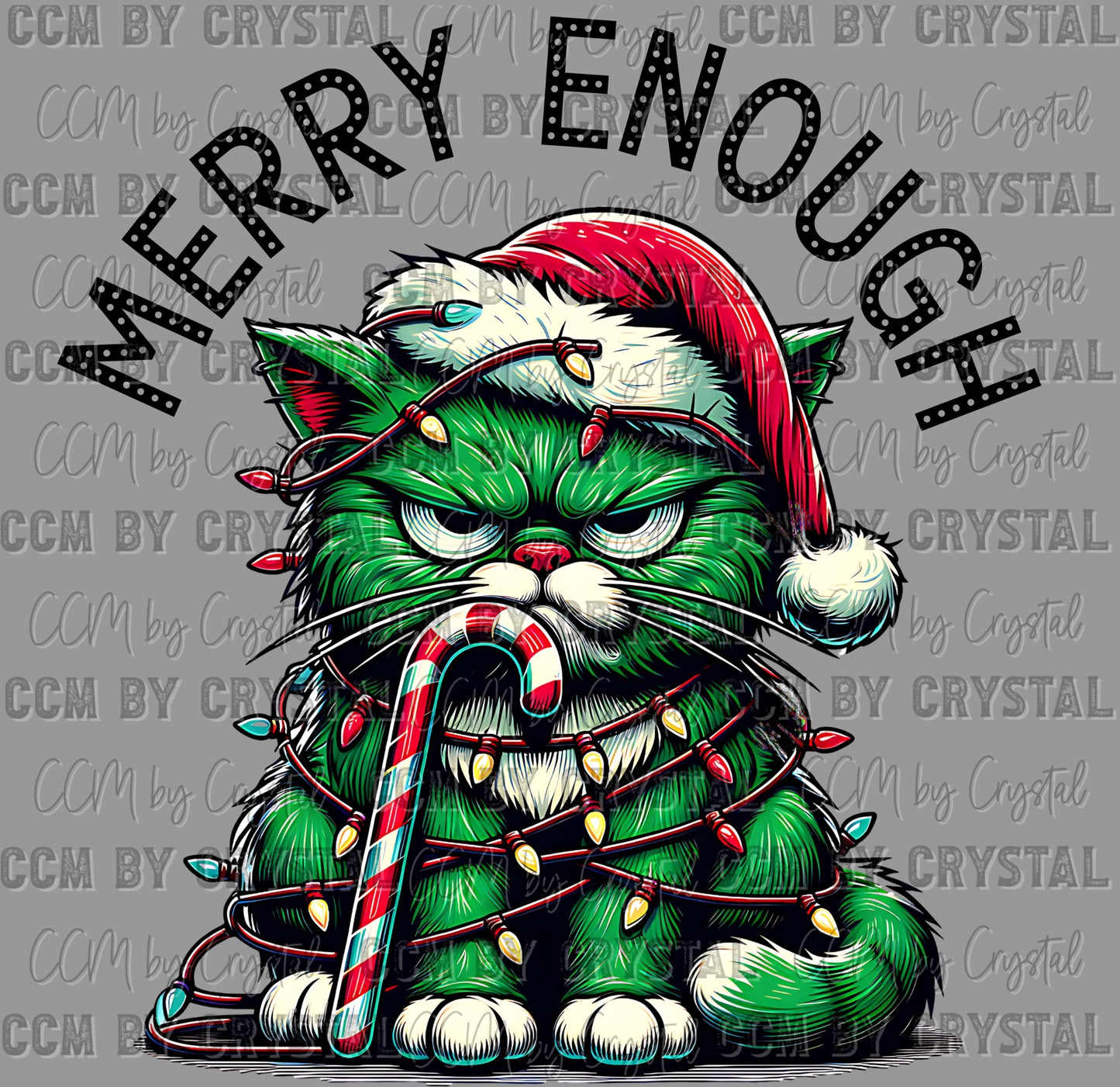 Christmas Grumpy Cat merry Enough Ready to Press Transfer DTF Transfer Sublimation Transfer