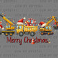 Merry Christmas Construction Trucks Ready to Press Transfer DTF Transfer Sublimation Transfer