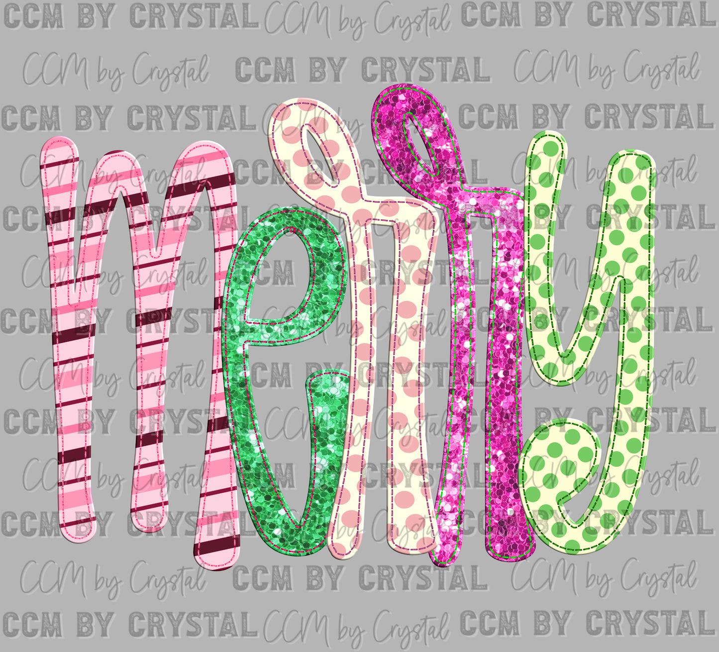 Merry Colorful Faux Glitter Christmas Winter Ready to Press Transfer DTF Transfer Sublimation Transfer