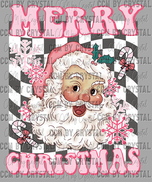 Pink Santa merry Christmas Ready to Press Transfer DTF Transfer