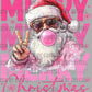 Merry Christmas Pink Santa with Bubblegum Ready to Press Transfer DTF Transfer