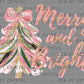 Christmas Merry and Bright Faux Fake Glitter Ready to Press Transfer Instant Peel DTF Transfer Sublimation Transfer