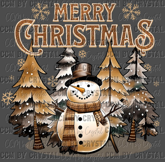 Merry Christmas Snowman Ready to Press Transfer DTF Transfer Sublimation Transfer