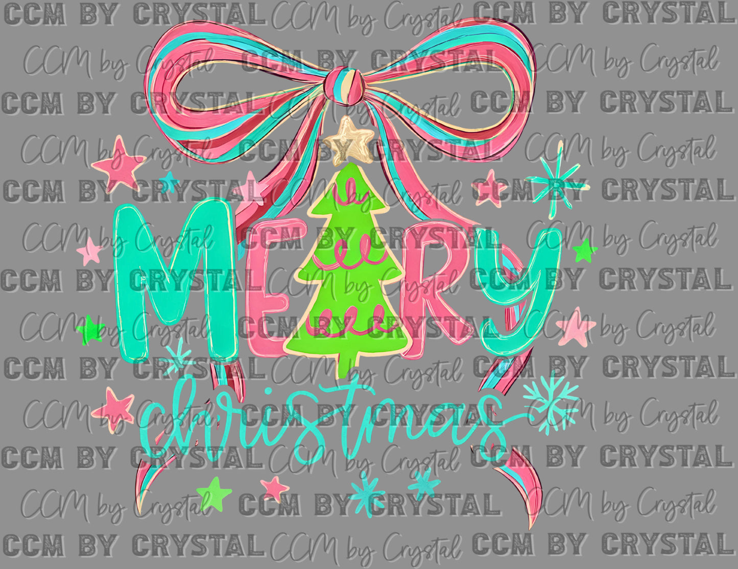 Merry Christmas Bow Tree Stars Winter Ready to Press Transfer DTF Transfer Sublimation Transfer