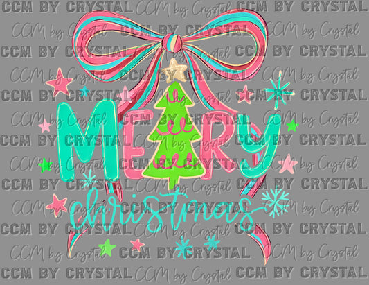 Merry Christmas Bow Tree Stars Winter Ready to Press Transfer DTF Transfer Sublimation Transfer