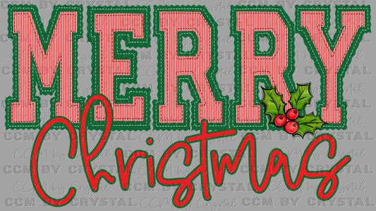 Merry Christmas Seersucker Ready to Press Transfer DTF Transfer Sublimation Transfer