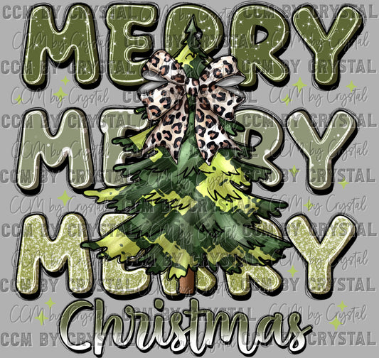 Merry Christmas Camo Ready to Press Transfer DTF Transfer Sublimation Transfer