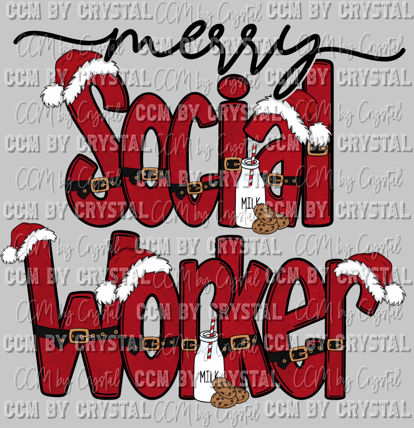 Merry Social Worker Ready To Press Transfer DTF Sublimation