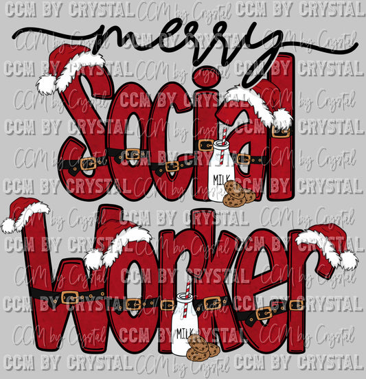 Merry Social Worker Ready To Press Transfer DTF Sublimation