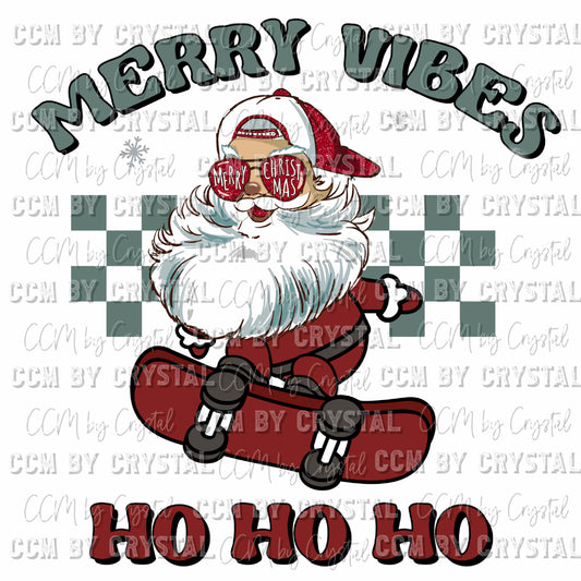Merry Vibes Santa Christmas Ready To Press Transfer