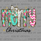 Merry Christmas Bow Stars Colorful Faux Glitter Winter Ready to Press Transfer DTF Transfer Sublimation Transfer