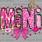 Mini Pink Valentines Day Ready to Press Transfer DTF Transfer Sublimation Transfer