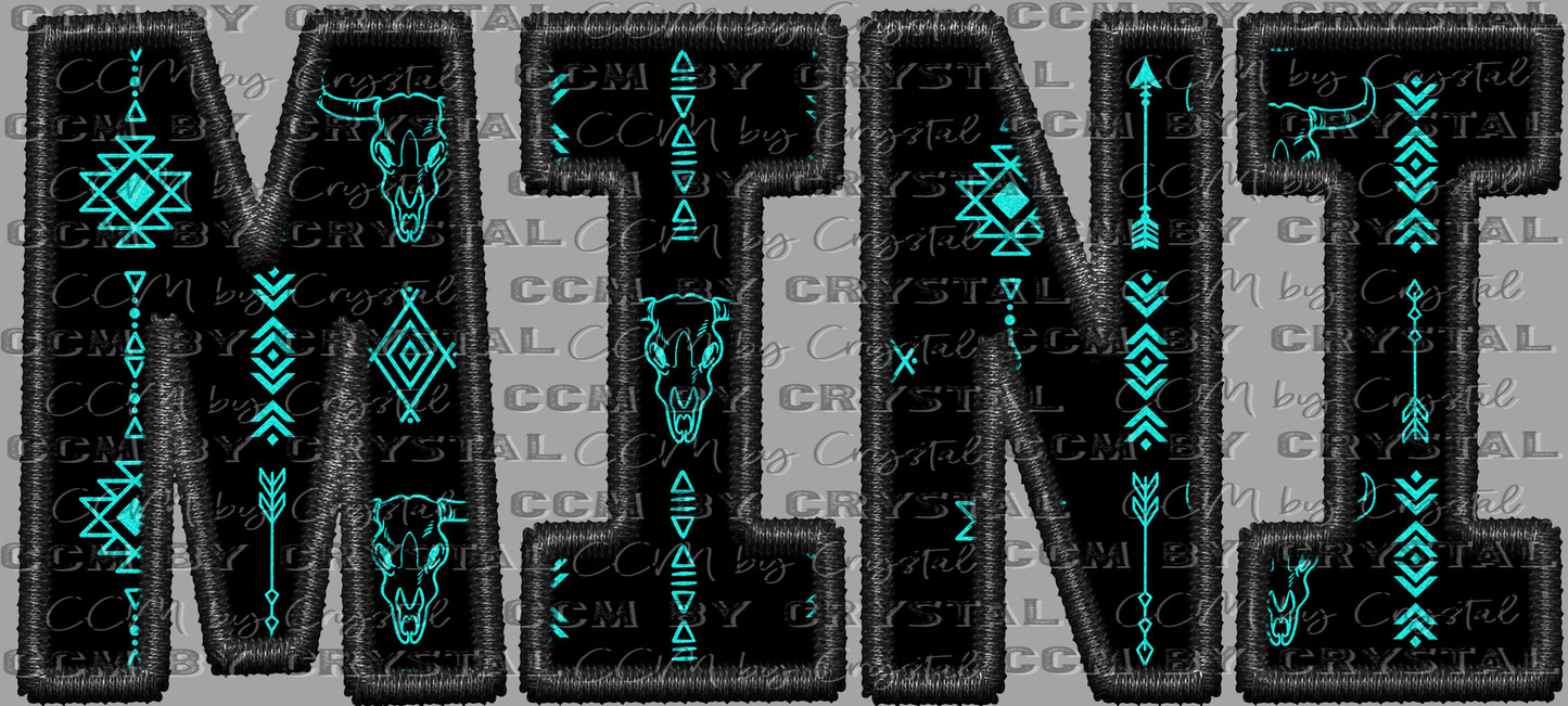 Western Aztec Mini Faux Embroidery Ready to Press Transfer DTF Transfer Sublimation Transfer