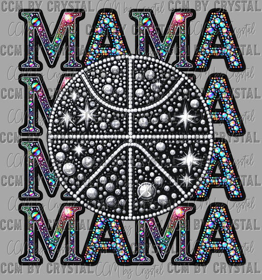Basketball Mama Faux Rhinestones Ready to Press Transfer DTF Transfer Sublimation Transfer