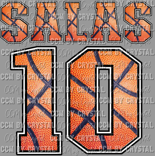 Personalized Pick your Name and Number Basketball Ready to Press DTF Transfer