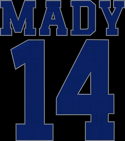 Custom Personalized Name and Number  2- Color Spangle Transfer
