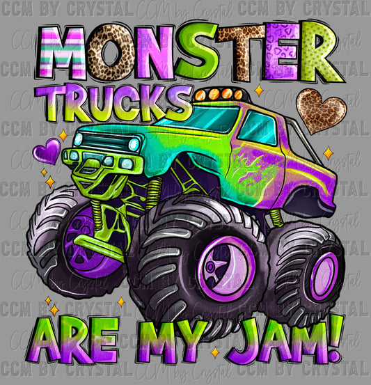 Monster Trucks Are My Jam Ready to Press Instant Peel DTF Transfers Sublimation Transfers