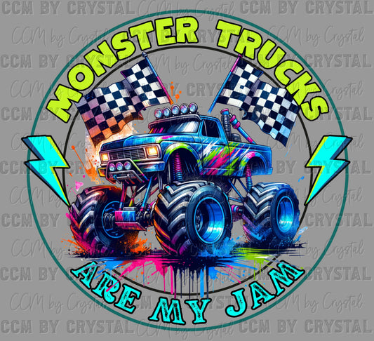 Monster Trucks Are My Jam Ready to Press Instant Peel DTF Transfers Sublimation Transfers