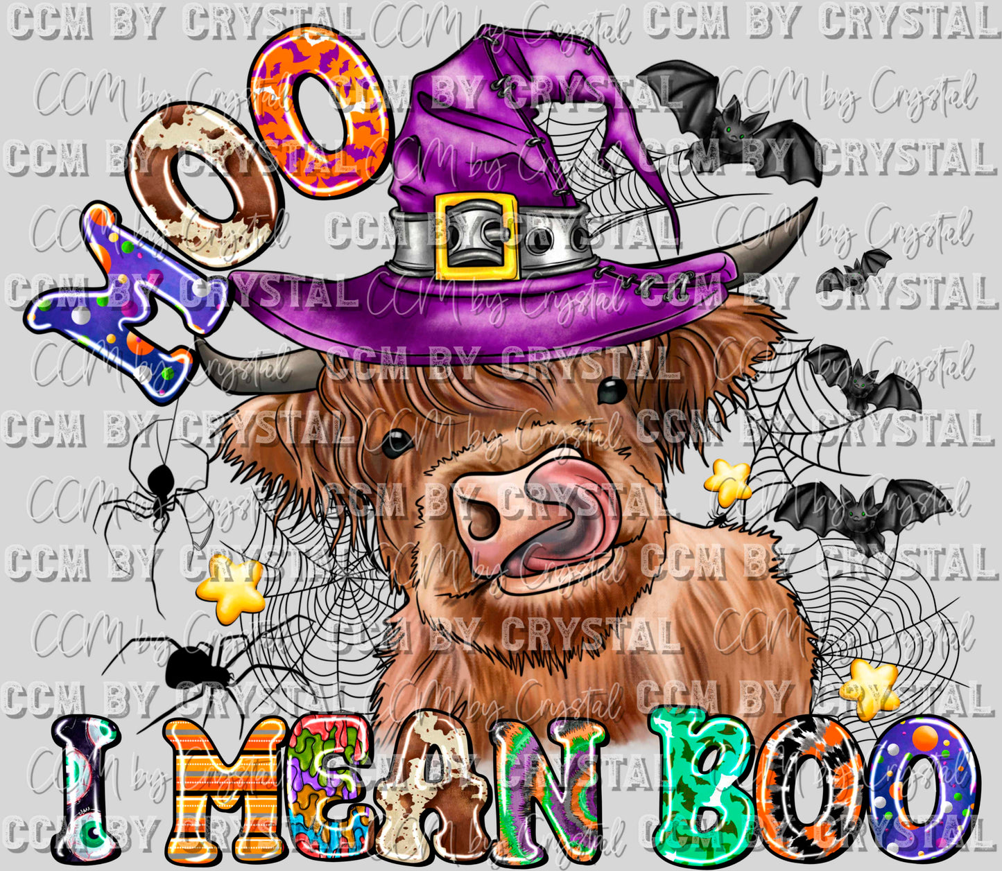 Moo I Mean Boo Highland Cow Halloween Ready to Press Transfer