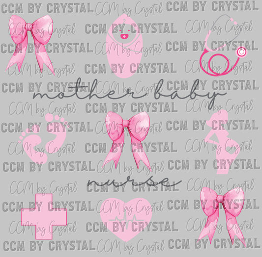 Mother Baby Nurse Ready to Press Transfer DTF Transfer Sublimation Transfer