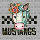 Mustangs Cartoon Mascot Ready to Press Transfer DTF Transfer Sublimation Transfer