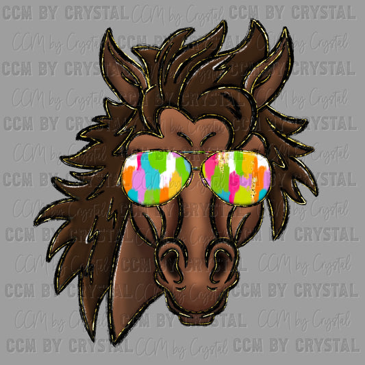 Colorful Mustangs Pocket Mascot Ready to Press Transfer DTF Transfer Sublimation Transfer