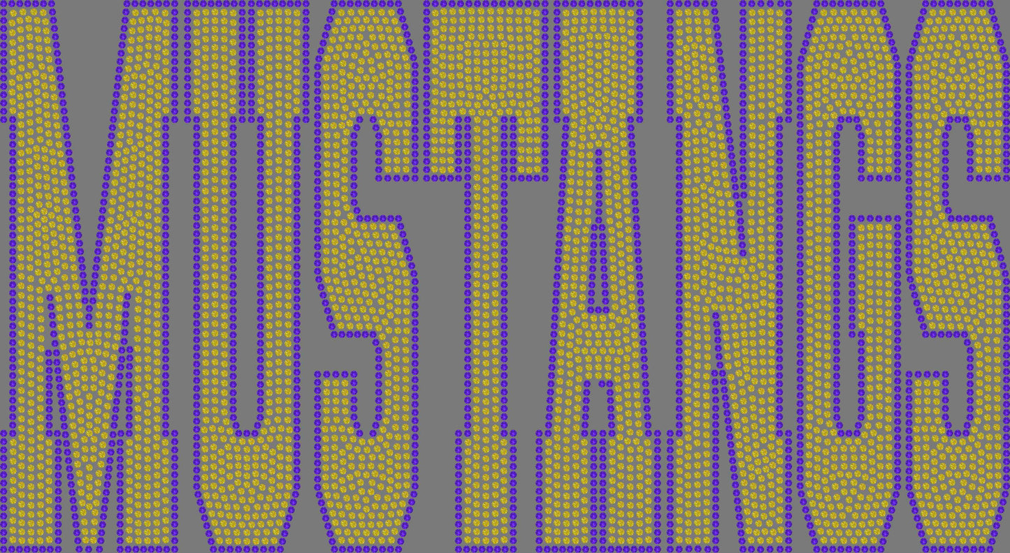 Mustangs 2-Color Approximately 11" wide Spangle Transfer