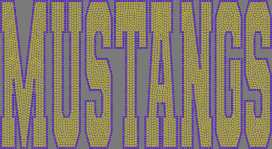 Mustangs 2-Color Approximately 11" wide Spangle Transfer