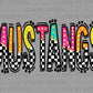 Mustangs Colorful Checkered Mascot Ready to Press Transfer DTF Transfer Sublimation Transfer