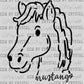 Mustangs Mascot Doodle Ready to Press Transfer DTF Transfer Sublimation Transfer