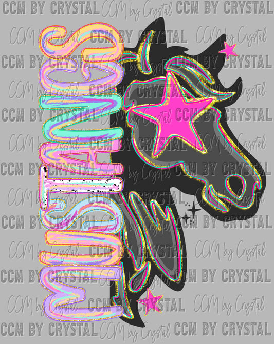 Mustangs Pastel Mascot Ready to Press DTF Transfers Sublimation Transfers