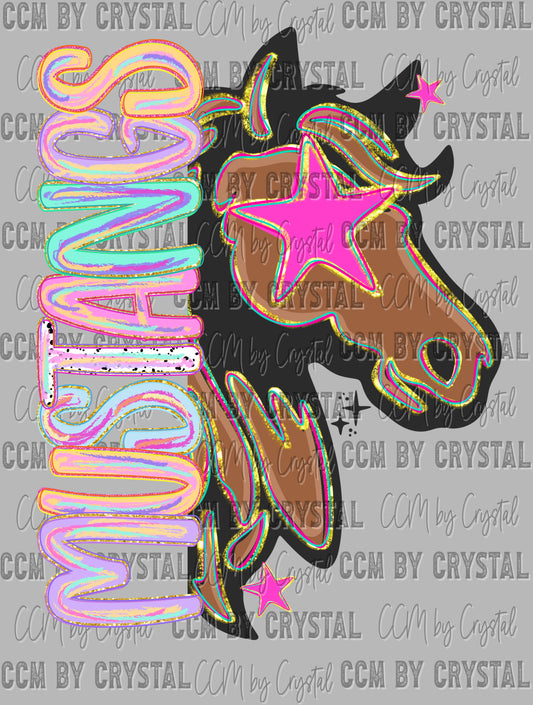 Mustangs Pastel Mascot Ready to Press DTF Transfers Sublimation Transfers