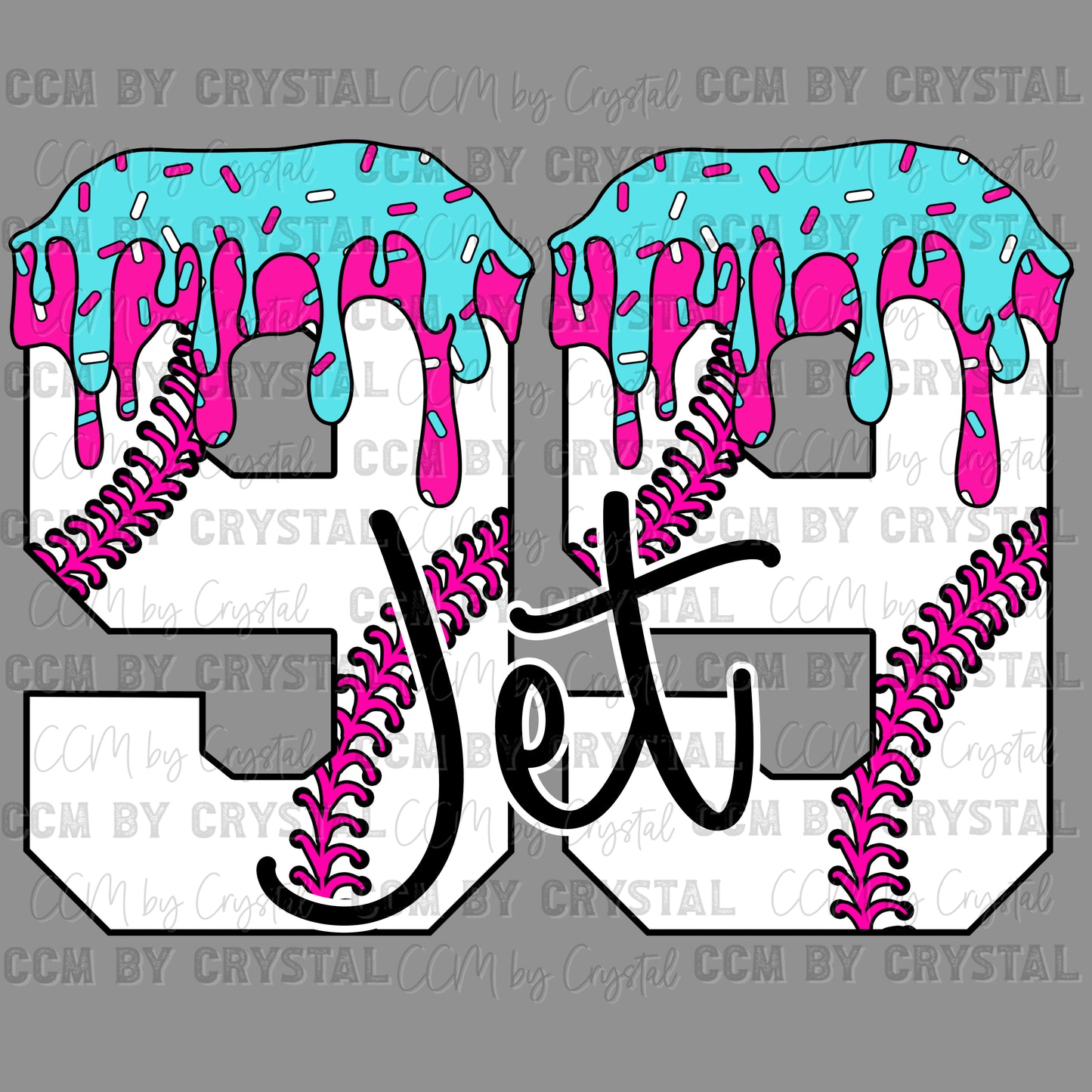 Personalized Baseball Name/Mascot and Ice Cream Drip Number Ready to Press Transfer DTF Transfer Sublimation Transfer