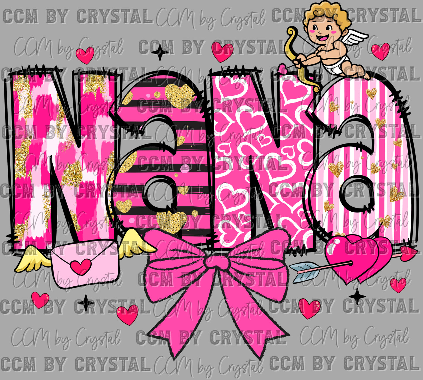Nana Pink Valentines Day Ready to Press Transfer DTF Transfer Sublimation Transfer