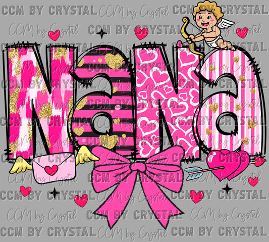 Nana Pink Valentines Day Ready to Press Transfer DTF Transfer Sublimation Transfer