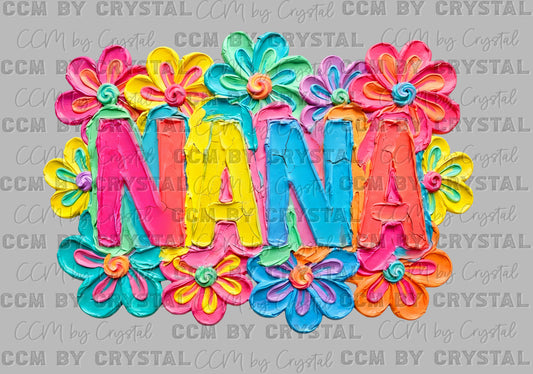Nana faux fake Texture Floral DTF Transfer Sublimation Transfer