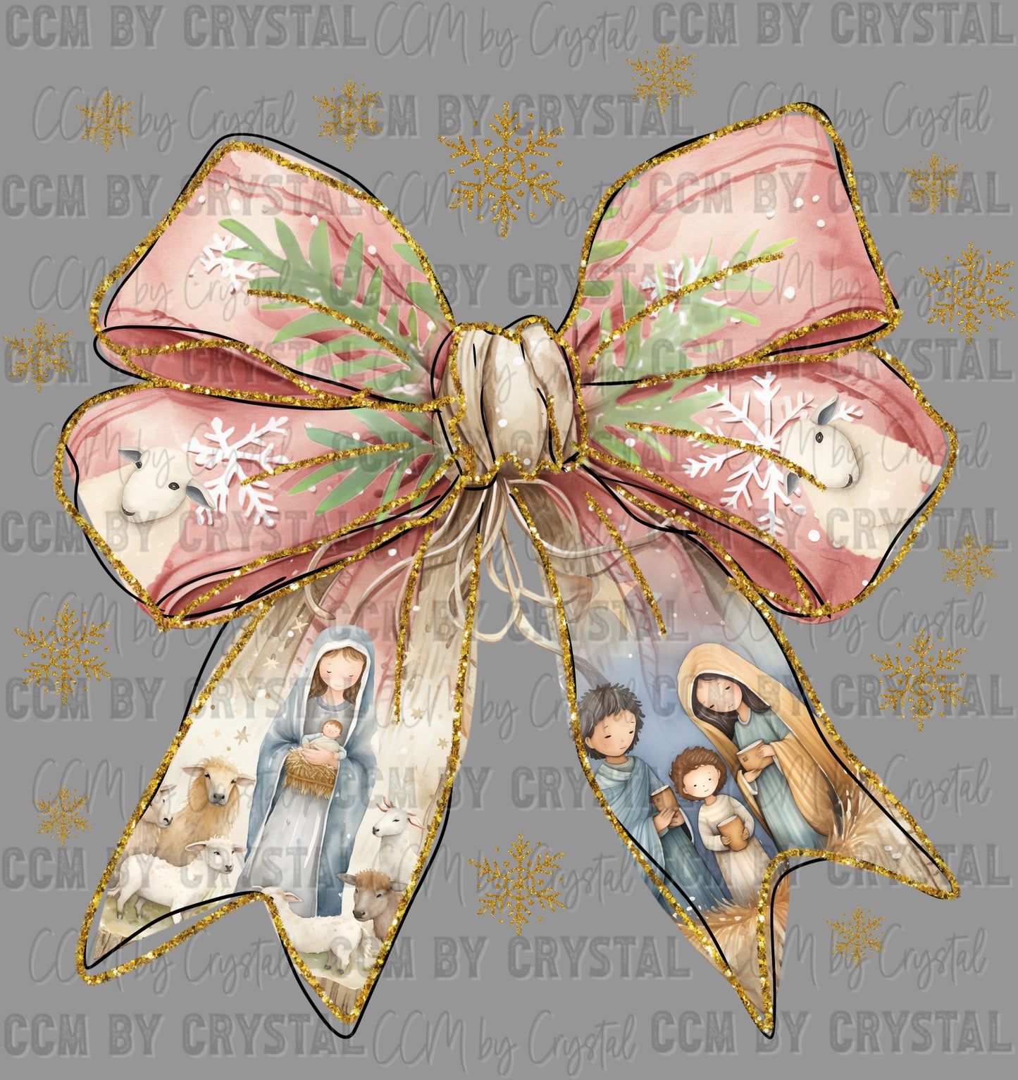 Nativity Bow Baby Jesus Christmas Ready to Press Transfer Instant Peel DTF Transfer Sublimation Transfer