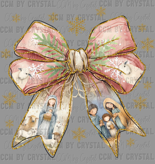 Nativity Bow Baby Jesus Christmas Ready to Press Transfer Instant Peel DTF Transfer Sublimation Transfer