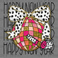 Happy New Year Disco Ball Dalmatian Faux Glitter Ready to Press Transfer DTF Transfer Sublimation Transfer